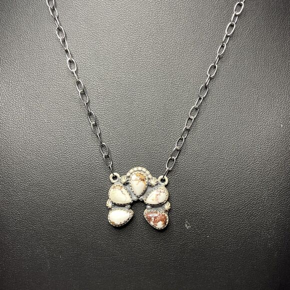 STERLING SILVER NATIVE AMERICAN SW WILD HORSE NECKLACE 16” w/extender Gunmetal - Picture 2 of 10